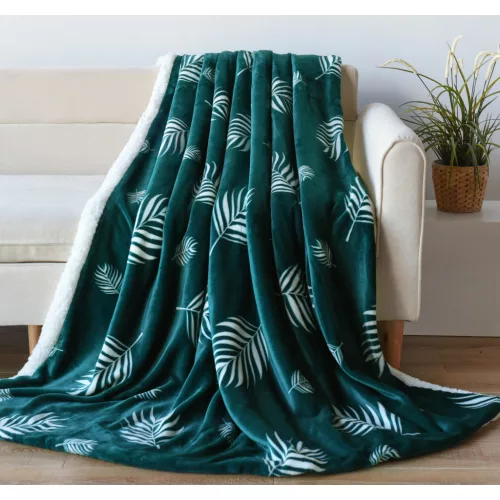 Naturtex pléd sherpa 130x170 cm zöld-fehér leveles 